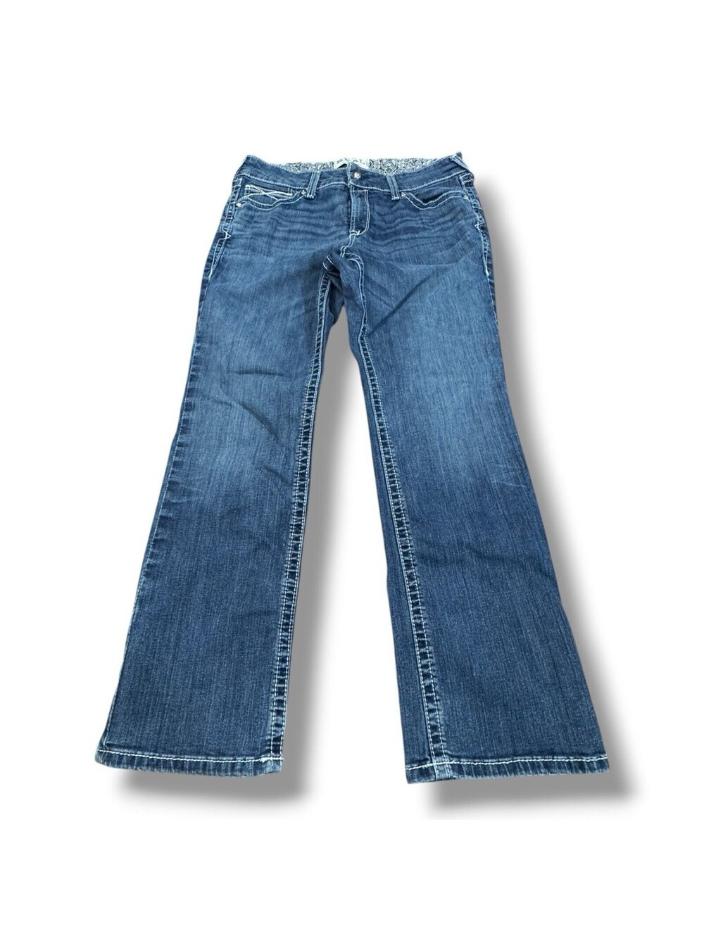 Ariat REAL Midrise Straight Jeans Ocean Blue Denim Casual Women’s Size 33S